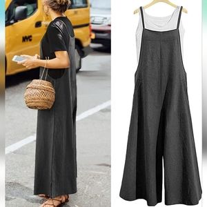 Casual Overalls Wide Leg Romper